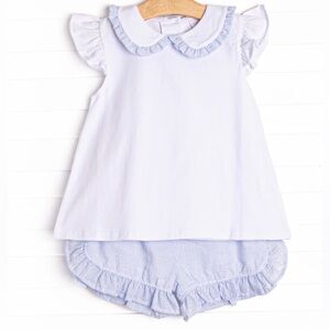 NWT Stitchy Fish Spring Seersucker Ruffle Short Set